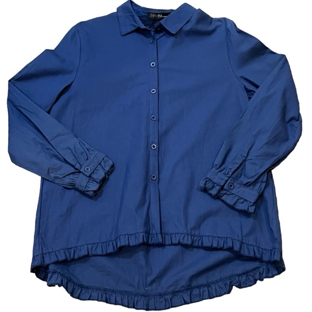 ZANZEA blue button down shirt size large long sleeve
